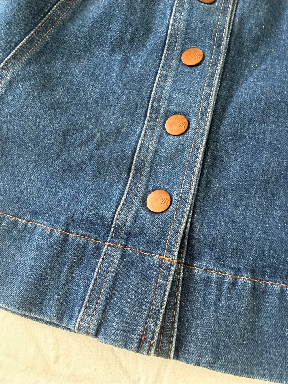 Madewell Button-Front Denim Mini A-Line Skirt - Picture 2 of 5